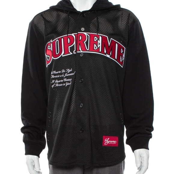 Supreme hooded long sleeve baseball jersey - Picture 1 of 3